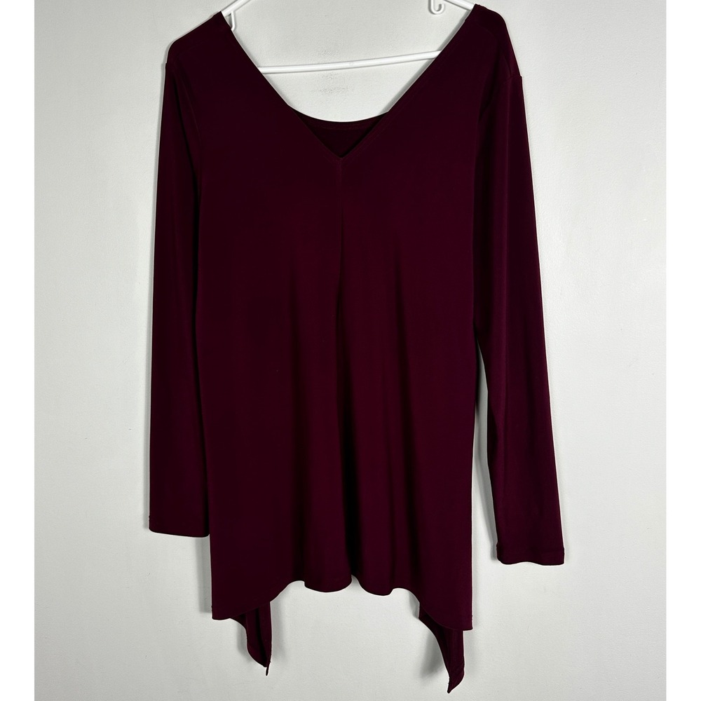 Sympli Canada Womens Tunic Top Size 10 Reversible Burgundy Long Sleeve Lagenlook